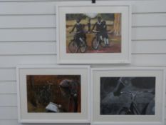 Caroline Jaine (British b 1970) three mixed media studies on paper,