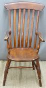 19thC elm seated Windsor armchair