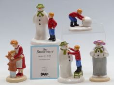 Five Coalport Snowman figures to include Building the Snowman, All My Own Work, Hug for Mum,