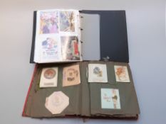 Album of postcard including WWI silks, humorous and topographical,