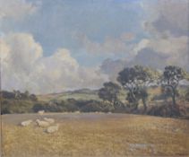 N Newton oil on canvas believed Cornish landscape with sheep, signed and dated 67 lower right,