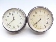 Two Smiths 8 day coach or similar bulkhead/ wall clocks,