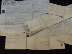 Six 19thC local interest indentures on vellum, all mentioning Minchinhampton, dates being 1802 x 2,