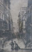 19thC /early 20thC French etching street scene,