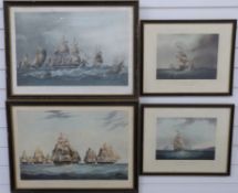 19thC pair of Naval coloured engravings Outward Bound and Homeward Bound, both Liverpool,