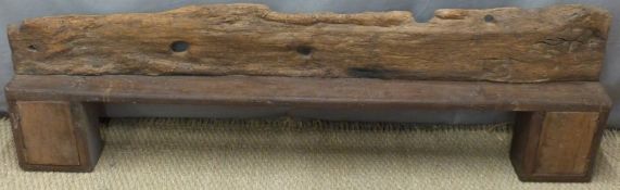 Rustic wooden shelf with small cupboard to each side, made by Atelier of Nailsworth,