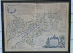 18thC map of the countries of Gloucester and Monmouth by Emanuel Bowen dated 1760 (56 x 73cm)