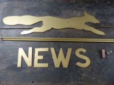 Gilt metal fox weather vane,