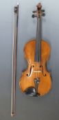 Mid 20thC violin with 36cm two piece back,