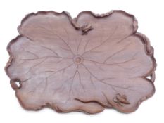 Japanese wooden tray decorated with frogs, snake, crab and insect,