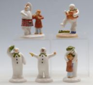 Five Coalport Snowman figures to include The Greeting, The Hug, The Wrong Nose,