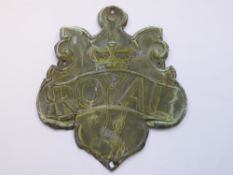 Royal copper fire insurance plaque, possibly Royal liver Insurance,