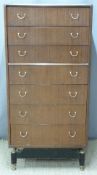 Retro tall chest of seven drawers with gilt fittings,