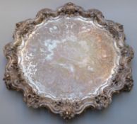 Victorian hallmarked silver Australian / shipping interest salver with pierced and embossed rim,