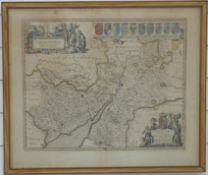 17thC map of Gloucestershire and Monmouthshire by Jan Jansson (60 x 50cm)