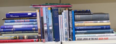 Approximately 45 shipping interest books including Cunard, Union Castle, P&O, paddle steamers,