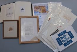 A quantity of artwork by Cilla Lloyd including an album of prints with annotations / notes,