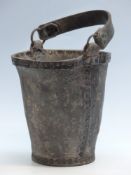 Georgian leather bucket with metal rim, complete with handle,