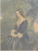 George Baxter print of a lady,