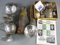 Lucas car spotlights, pair of car horns,