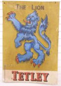 Tetley Beer 'The Lion' enamel advertising pub sign