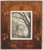 Arts and Crafts / Art Nouveau hand painted picture frame holding a Thomas J Jones ARCA Exhibited