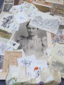 A folio of prints, engravings and watercolours, some humorous; 'Polo Lancers' by Dan Godfrey,