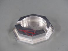 Brushed aluminum Concorde ashtray, ex Heathrow lounge by repute, width 11.