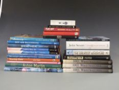 A collection of motoring and ballooning books including Aston Martin, Ferrari, Jackie Stewart,