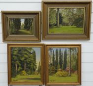 Roy Kraty OBE (1909 -2002) set of four oil on board Westonbirt Arboretum scenes,