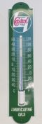 A metal and enamel Castrol Lubricating Oils vintage car interest thermometer,