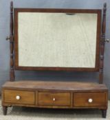 19thC three drawer mahogany dressing table mirror,
