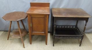 Late 19thC mahogany inlaid bedside cupboard W43 x D43 x H84cm,