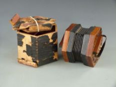 Lachenal Anglo concertina c1924, with 21 bone buttons, steel reeds and wooden fretwork ends,