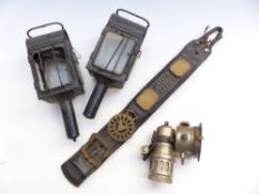 A pair of carriage lamps, Miller motorcycle lamp,