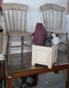 Retro table with map top, pair of chairs,