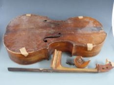 German, Mittenwald late 19thC (c1880) full size cello with 76cm two-piece flame back,