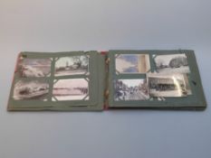 An Edwardian postcard album with cards including local Gloucestershire / Bristol, shipping, WWI,