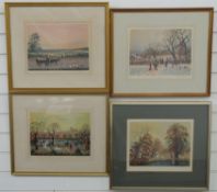 Helen Bradley set of four signed prints 'Four Seasons', 25 x 32cm,