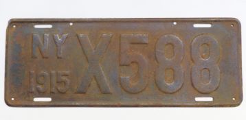 Vintage 1915 New York number plate x588,