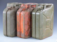 Three various Jerry cans