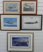 A vintage black and white photo of a bi-plane flying above an aircraft carrier,