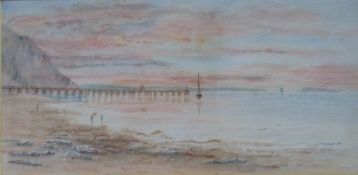 Victorian/Edwardian watercolour Penmaenmawr Pier,