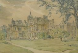 Michael Brockway watercolour stately home, signed and dated 1981 lower left,