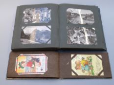 Two vintage postcard albums including comic, Mabel Lucie Attwell, Disney,
