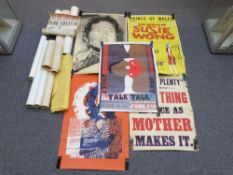 A collection of 1930's and later theatre / pop posters including Globe Theatre, The Private Ear,