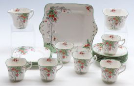 Delphine china Art Deco teaset in Cherry pattern