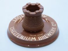 Cheltenham Brewery ashtray with castle centrepiece, marked Langley Ware, England to base, 6.