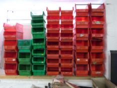 Large quantity of Lin Bin and similar garage storage bins or containers