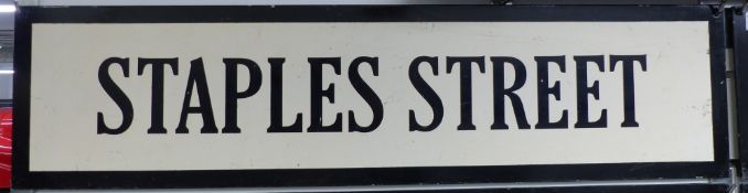 Vintage metal street sign Staples Street, 19.